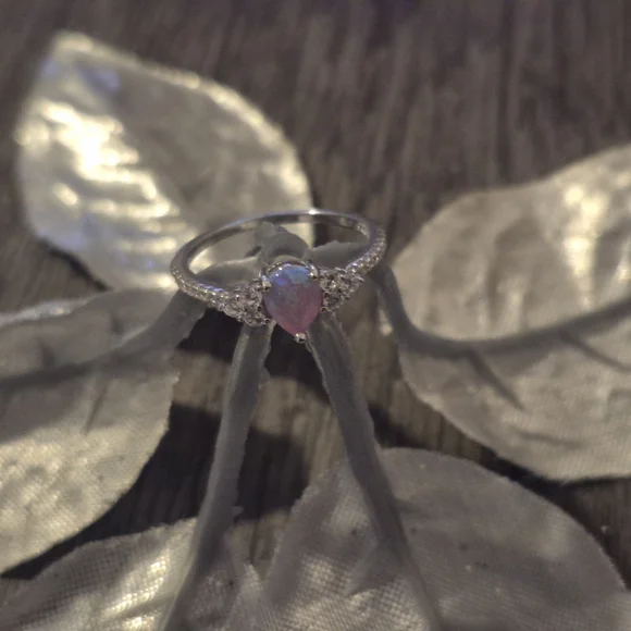 100% Sterling Silver Opal Ring Sz 7 - Picture 2 of 4